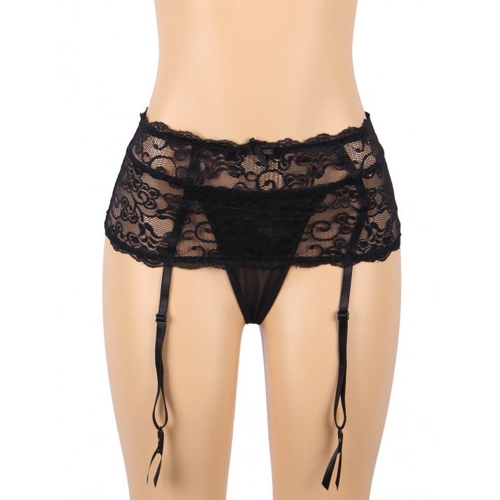 Porte-Jarretelle ROSVAY Femme Sexy Transparent - Guêpière Dentelle Avec 4 Pinces Réglables